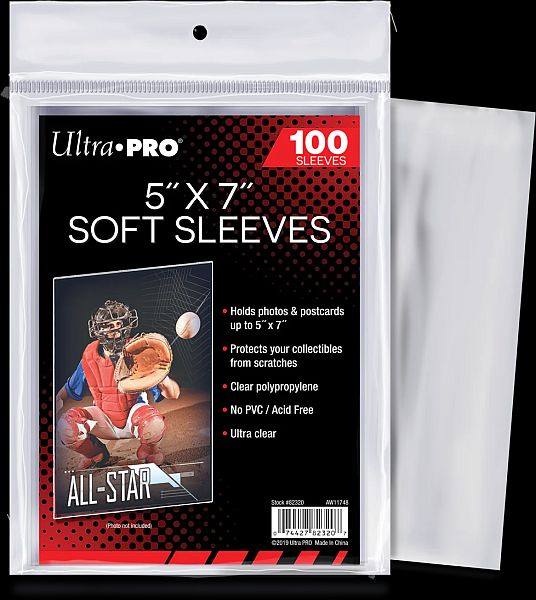 100 lommer - Ultra Pro 5x7" Soft Sleeves (127x177,8mm) (Clear/Transparent/Gennemsigtig) - Sleeves #82320