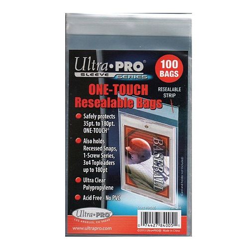 100 lommer - Ultra Pro ONE-TOUCH Resealable Bags - Sleeves #84005